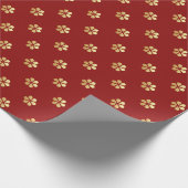 Stijlvolle Kerst Rood & Goud Daisy Cadeaupapier (Hoek)