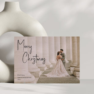 Stijlvolle Kerst Script Overlay Trouwfoto Feestdagenkaart