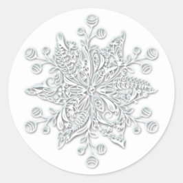 Stijlvolle kerst sneeuwvlok ronde sticker