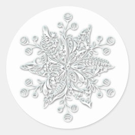 Stijlvolle kerst sneeuwvlok ronde sticker