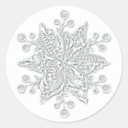 Stijlvolle kerst sneeuwvlok ronde sticker