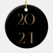 Stijlvolle kerst tekst, 2024 keramisch ornament (Achterkant)