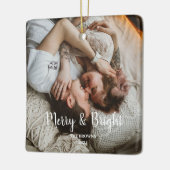 Stijlvolle Kerst Vrolijk Helder Familie Foto Keramisch Ornament (Links)