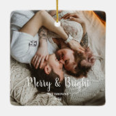 Stijlvolle Kerst Vrolijk Helder Familie Foto Keramisch Ornament (Achterkant)