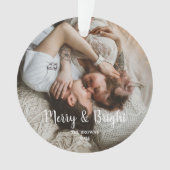 Stijlvolle Kerst Vrolijk Helder Familie Foto Ornament (voorkant)