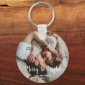 Stijlvolle Kerst Vrolijk Helder Familie Foto Sleutelhanger (Voorkant)
