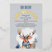 Stijlvolle kerst winter rendieren Waterverf Folie Uitnodiging (Voorkant)