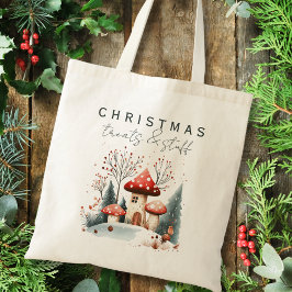 Stijlvolle Kerst Winter Woodland Mushrooms Tote Bag