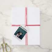 Stijlvolle kerst | Zwart-wit foto Cadeaulabel (Met Touw)