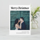 Stijlvolle kerst | Zwart-wit foto Feestdagenkaart (Staand voorkant)