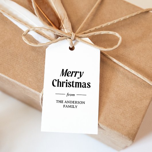 Stijlvolle kerst | Zwart-wit vakantie Cadeaulabel