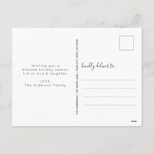 Stijlvolle kerstbladeren Foliage Berry Foto Feestdagenkaart (Achterkant)