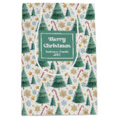 Stijlvolle kerstbomen snoeprepen aangepaste cadeau medium cadeauzakje (Voorkant)
