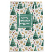 Stijlvolle kerstbomen snoeprepen aangepaste cadeau medium cadeauzakje (Achterkant)