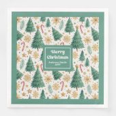 Stijlvolle Kerstbomen Waterverf Papier Servetten (Voorkant)