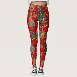 Stijlvolle kerstboom Jewel Bling Red Leggings