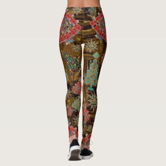 Stijlvolle kerstboom Jewel Bling Tiger Iron Leggings (Achterkant)