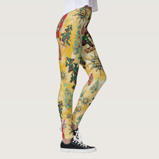 Stijlvolle kerstboom Jewel Bling Yellow Leggings (Rechts)