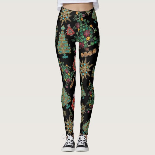 Stijlvolle kerstboom juweel Bling Leggings (Voorkant)