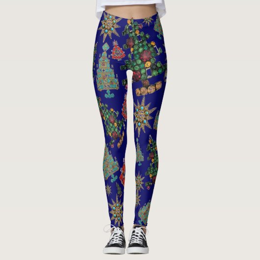 Stijlvolle kerstboom juweel Bling Leggings (Voorkant)