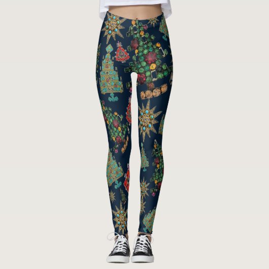 Stijlvolle kerstboom juweel Bling Leggings (Voorkant)