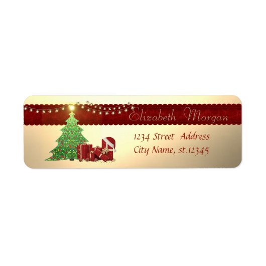 Stijlvolle Kerstboom, Kerstcadeaus Etiket (Voorkant)
