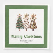 Stijlvolle Kerstboom Luipaardprint Servet (Voorkant)