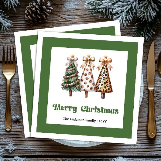 Stijlvolle Kerstboom Luipaardprint Servet
