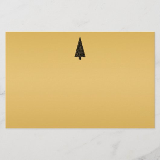 Stijlvolle kerstboom. Zwart en goud. Briefpapier (Voorkant)