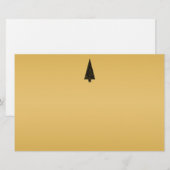 Stijlvolle kerstboom. Zwart en goud. Briefpapier (Voorkant / Achterkant)