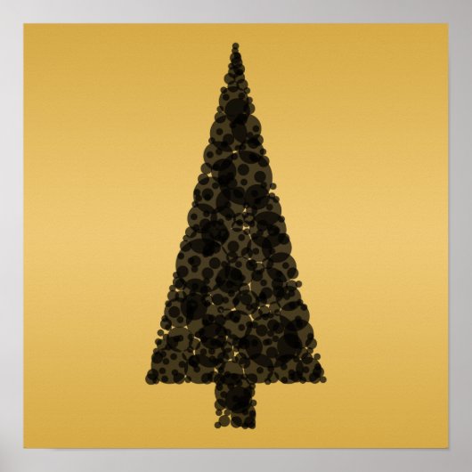Stijlvolle kerstboom. Zwart en goud. Poster (Voorkant)
