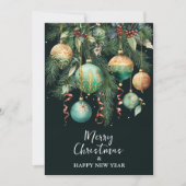 Stijlvolle kerstboomornamenten feestdagenkaart (Voorkant)
