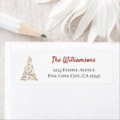 Stijlvolle kerstboomvloed en winterbessen etiket (Insitu)