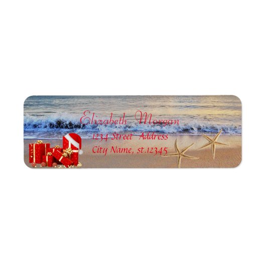 Stijlvolle kerstcadeaus, strand etiket (Voorkant)
