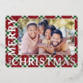 Stijlvolle kerstfoto afgespeeld folie feestdagenkaart (Voorkant)
