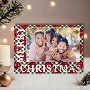 Stijlvolle kerstfoto afgespeeld folie feestdagenkaart