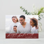 Stijlvolle kerstfoto van Burgundy Red White Feestdagenkaart (Staand voorkant)