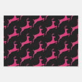 Stijlvolle kerstkleur Glitter rendieren op zwart Inpakpapier Vel (Voorkant 2)