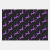 Stijlvolle kerstkleur Glitter rendieren op zwart Inpakpapier Vel (Voorkant)