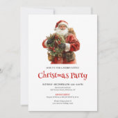 Stijlvolle Kerstman Dennengroen Krans Kerst Dinner Kaart (Voorkant)