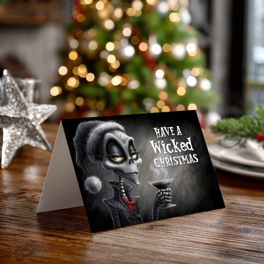 Stijlvolle Kerstman Skelet Feestdagen Kaart