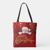 Stijlvolle Kerstman Vrolijk Kerstfeest Tote Bag (Achterkant)