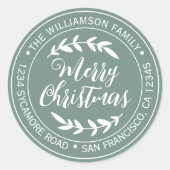 Stijlvolle Kerstmis Blij Terugkeer Adres Groen Ronde Sticker (Voorkant)