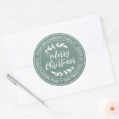 Stijlvolle Kerstmis Blij Terugkeer Adres Groen Ronde Sticker (Envelop)