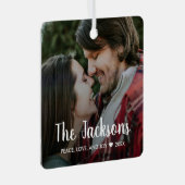 Stijlvolle Kerstmis Minimal Rustic paar foto Metalen Ornament (Voorkant Rechts)