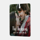 Stijlvolle Kerstmis Minimal Rustic paar foto Metalen Ornament (Voorkant links)