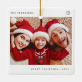Stijlvolle Kerstmis minimale leuke fotofamilie Keramisch Ornament (Achterkant)