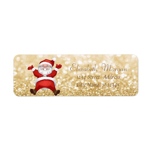Stijlvolle Kerstmis, Santa Claus, Glittery Etiket (Voorkant)