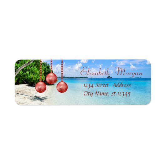 Stijlvolle ,Kerstmis, Strand,Kerstballen Etiket (Voorkant)