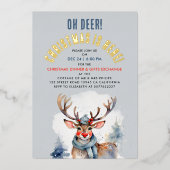 Stijlvolle Kerstmis Winter Rendier Waterverf Folie Uitnodiging (Voorkant)